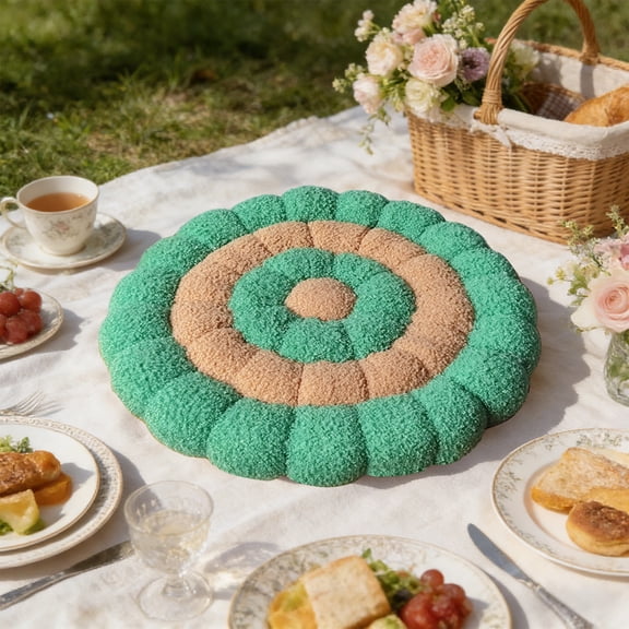 Linnome Donut Cookie Shape Floor Cushion 16.5 Inches Diameter Soft Plush Pillow for Living Room s Room Fun Seating Accent Decor