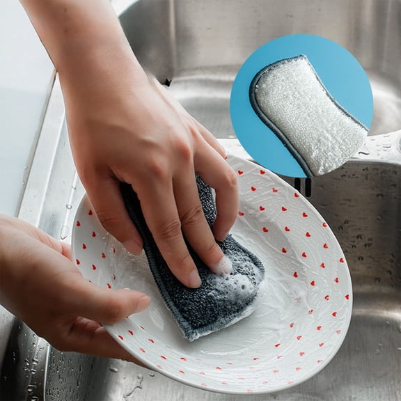 Linnome Double Sided Dishwashing Cloth Non Scratch Sponge Wipe For Pot And Dish Cleaning Water Absorbent Kitchen Tool