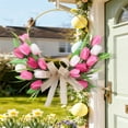 thumbnail image 1 of Linnome Easter Artificial Tulip Wreath Iron Door Knocker for Valentine's Day Home Festive Decor Romantic Wreath, 1 of 6