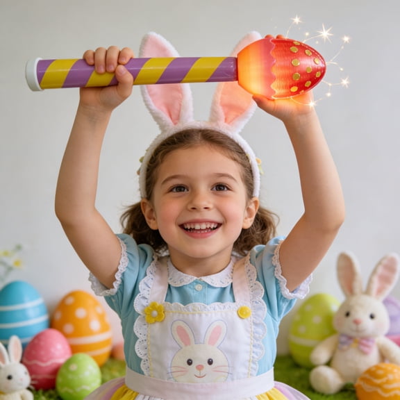 Linnome Easter Egg Light Up Magic Wand Figurine Decor Glowing Toy Festival Party Ornament