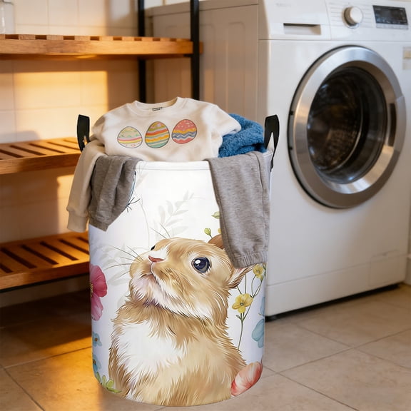 Linnome Easter Laundry Hamper Collapsible Storage Basket Home Bedroom Toy Cloth Easter Organizing Large Capacity Foldable Lightweight Decor