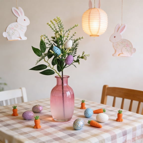 Linnome Easter Plastic Egg Picks Colorful Egg Floral Insert for Home Flower Arrangement Easter Holiday Decoration