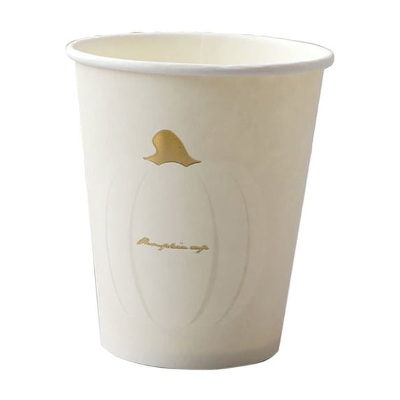Linnome Fall Pumpkin 10-Pack Paper Cups and 10-Pack Paper Plates Halloween Disposable Party Tableware for Festival Party