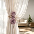 thumbnail image 1 of Linnome Faux Flower Jute Rope Curtain Tieback Handmade Bendable Fabric Flower Drape Holdback No Drill Decor for Living Room and Bedroom Boho Farmhouse Style 15.75x3.15in, 1 of 6
