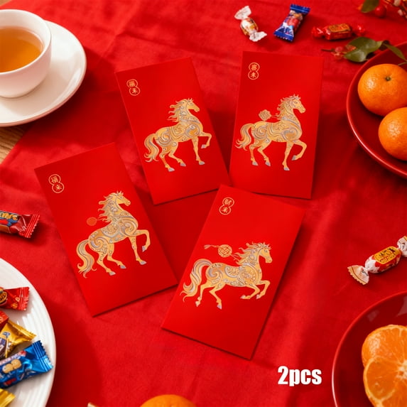Linnome Festive Year of the Horse Red Envelopes for New Year Valentine's Day Celebrations Traditional Gift Accessory
