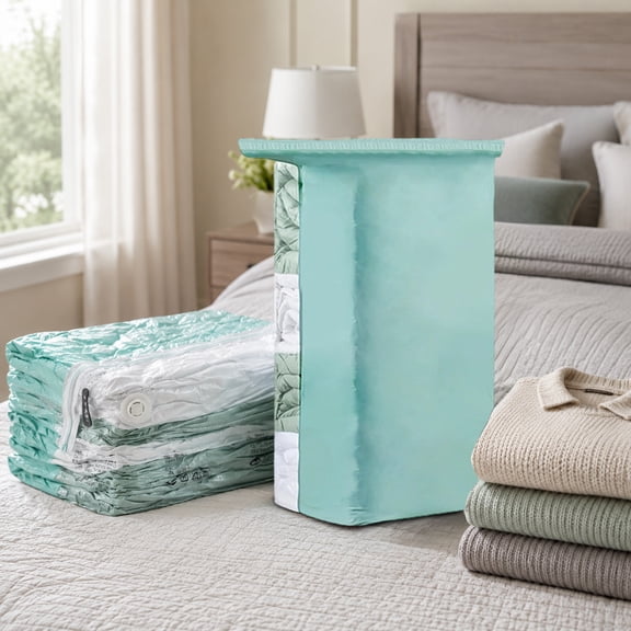 Linnome Foldable Storage Bag Thickened Moisture Proof Dust Resistant Clothes Organizer Space Saving Closet Storage Pouch for Blankets Garments Beddings