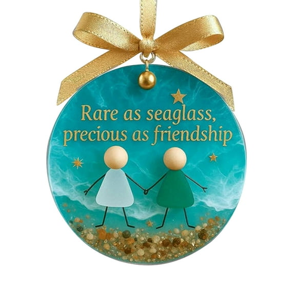 Linnome Friendship Sea Glass Christmas Ornaments, Holiday Gifts for Best Friends, Unique Merry Christmas Present 2025