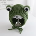 thumbnail image 1 of Linnome Frogs Eye Autumns/Winter Warm Knitted Hat Adjustable Knitted Outdoor Beanie Cap Adult Cute Beanie Crochet Knitted Hat Big Eye Frog Winter Ear Warmer Protective Beanie Hats Caps Outdoors, 1 of 6