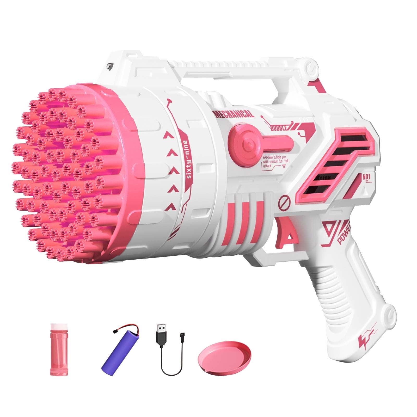 Linnome Fully Automatic Bubble Blower 69 Hole Handheld with Continuous Bubbles for Outdoor Party Activities A