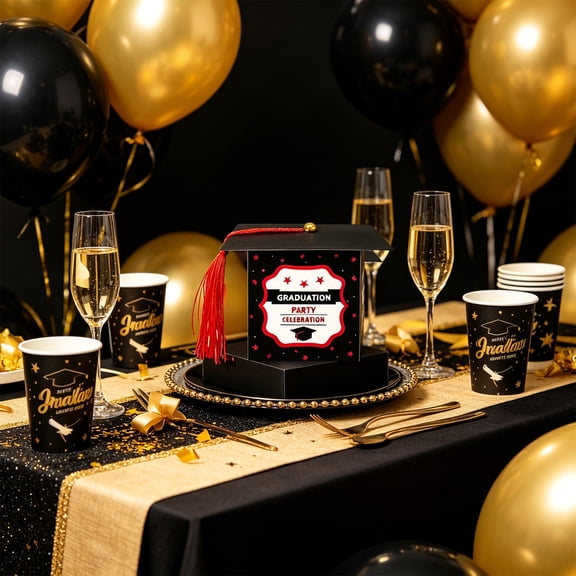 Linnome Graduation Cap Candy Box Paper Graduation Gift Boxes with Gold Tassel for Party Favors and Celebration 3.54 Inch