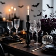 thumbnail image 1 of Linnome Halloween Themed Black Glass Candlestick, Elegant Gothic Taper Candle Holder for Table Centerpiece Decor, Spooky Party Ornament and Haunted House Holiday Decoration Gift, 1 of 6