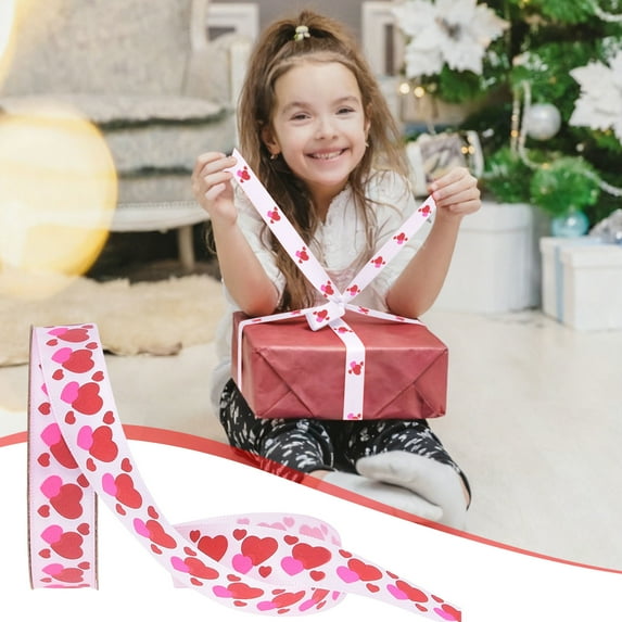 Linnome Heart Shaped Ribbon Gift Wrapping Bow Material for Valentine's Day Bouquets and Festive Decor