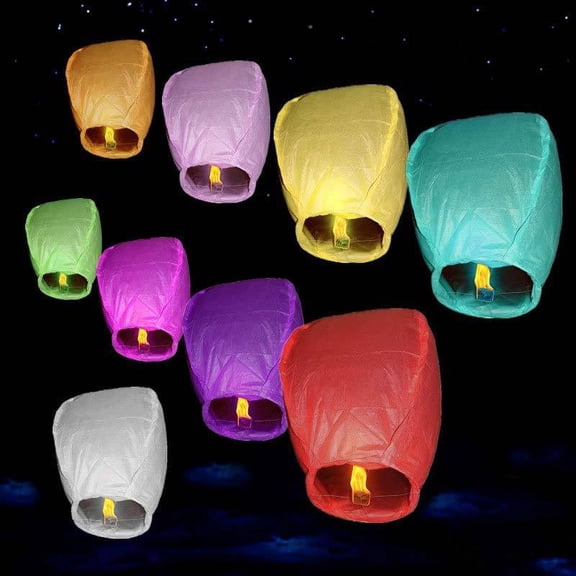 Linnome Holiday Wish Lantern Assorted Colors Foldable Paper Design with LED Tea Light for Party Wedding Garden Patio Celebration Ambient Lighting