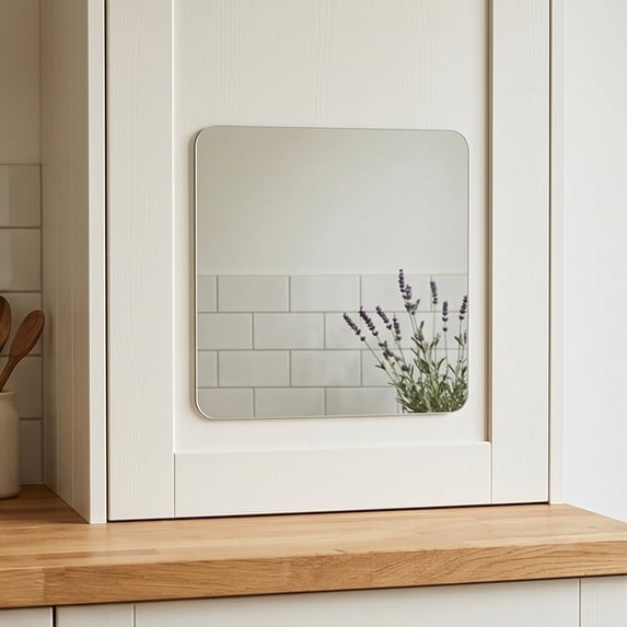 Linnome Irregular Frameless Self-Adhesive Wall Mirror 15.75x15.75in Four Asymmetrical Shapes for Bathroom Bedroom Vanity Entryway Decor