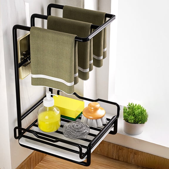 Linnome Kitchen Dish Rack Multi Functional Drying Rack for Plates Bowls and Utensils Space Saving Organizer for Kitchen Countertops and Sink Area