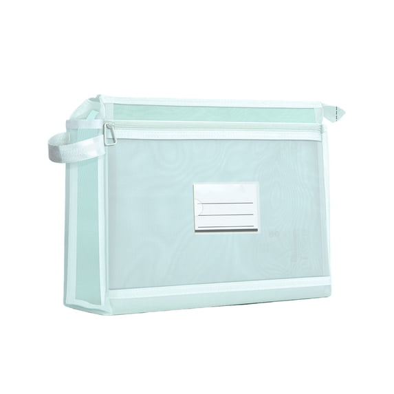 Linnome Mesh Document Storage Bag Zippered Paper File Organizer with Label Pocket Portable Office Paper Folder for Notebook Stationery A4 Document Supply Storage