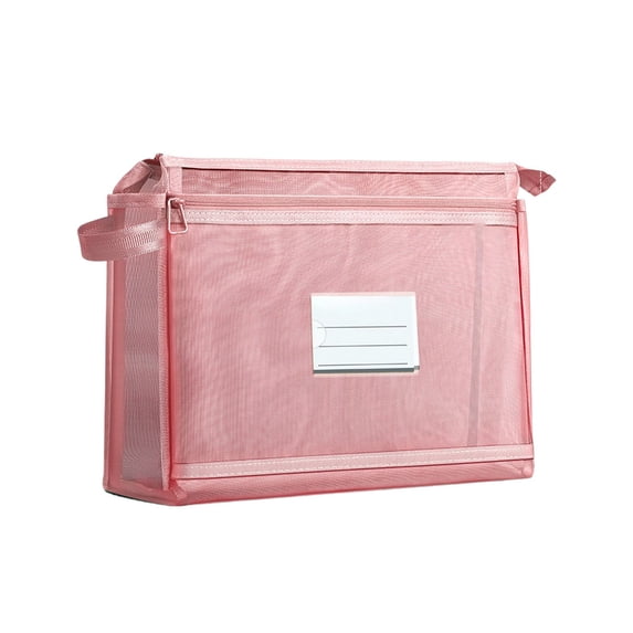 Linnome Mesh Document Storage Bag Zippered Paper File Organizer with Label Pocket Portable Office Paper Folder for Notebook Stationery A4 Document Supply Storage