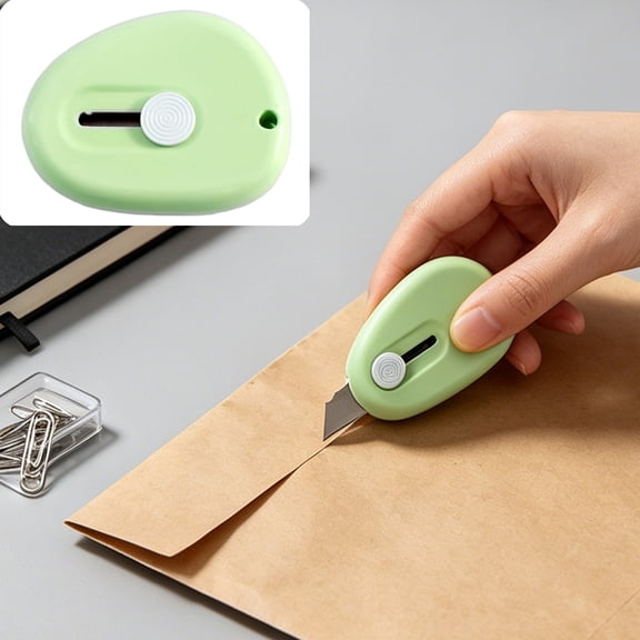 Linnome Mini Retractable Utility Knife Single Pack Portable Lightweight Art Cutter Envelope Letter Opener Pocket Hobby Cutting Tool for Scrapbook Paper Sticker