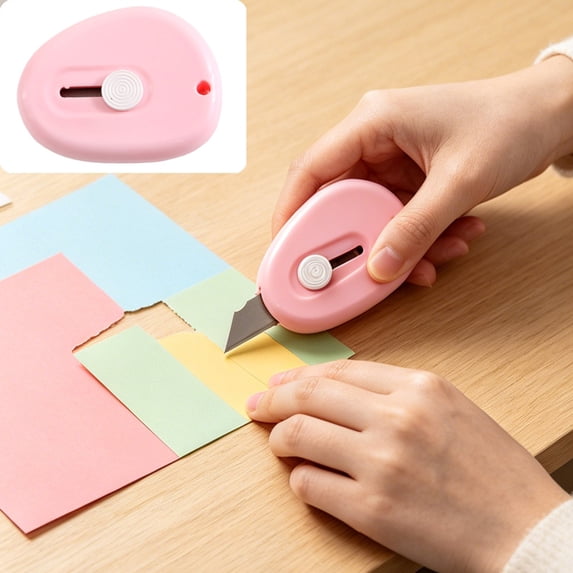 Linnome Mini Retractable Utility Knife Single Pack Portable Lightweight Art Cutter Envelope Letter Opener Pocket Hobby Cutting Tool for Scrapbook Paper Sticker