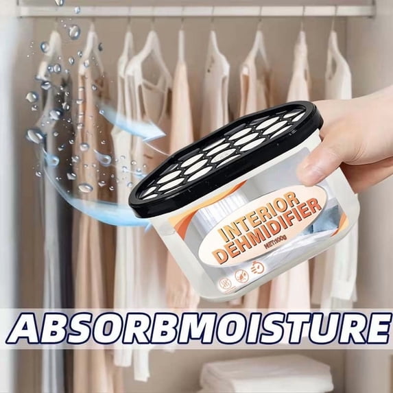 Linnome Moisture Absorber Box Dehumidifier For Closet Bedroom Bathroom Basement RV Refillable Desiccant Pack Dampness Remover
