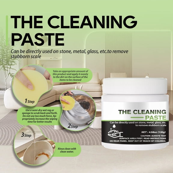 Linnome Multi Functional Cleaning Cream for Kitchen Bathroom, Removes Limescale Rust with Sponge 130g