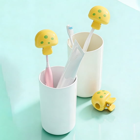 Linnome Mushroom Shaped Toothbrush Holder Portable Storage Case Dustproof Protection for Toothbrush Heads Home Travel and Valentine's Day Gift Essentials
