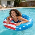thumbnail image 1 of Linnome PVC Swim Ring 24 Inch Red White Blue with Handles for Independence Day Pool Swimming Aid, 1 of 6