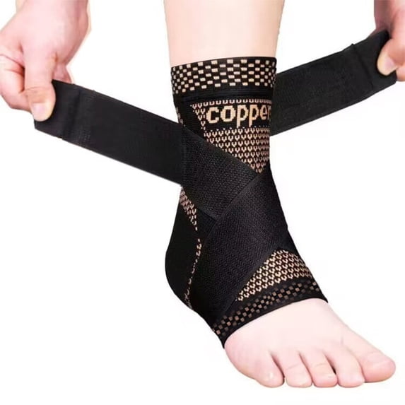 Linnome Pack of 1 Copper Ankle Brace,Support for Women & Men (Pair),Ankle Compression Sleeve Socks for Plantar Fasciitis,Sprained Ankle,Achilles Tendonitis,Pain Relief,Sports,Ankle Recovery