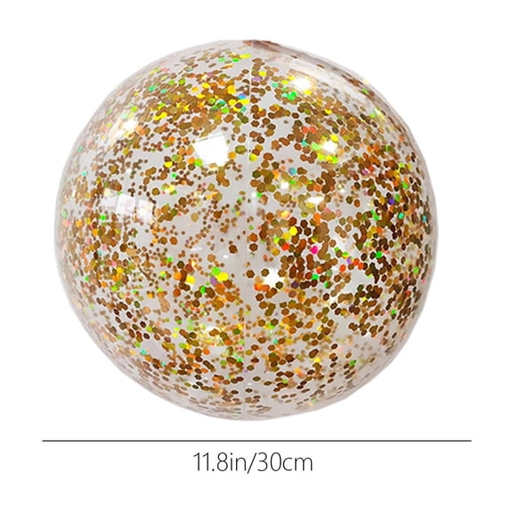 Linnome Pack of 1 Sequins Beach Ball Jumbo Pool Toys Balls 11.81x11.81x11.81 inches Giant Confetti Glitters Inflatable Clear Beach Ball Swimming Pool Water Beach Toys Outdoor Summer Party Favors