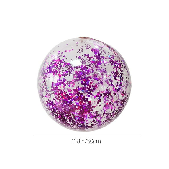 Linnome Pack of 4 Sequins Beach Ball Jumbo Pool Toys Balls 11.81x11.81x11.81 inches Giant Confetti Glitters Inflatable Clear Beach Ball Swimming Pool Water Beach Toys Outdoor Summer Party Favors