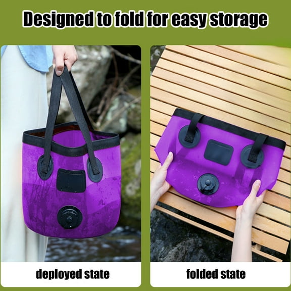 Linnome Pack of 1 5 Gallon Outdoor Folding Fishing Buckets Carrying Buckets Camping Buckets Washbasin Car Buckets Soaking Buckets Storage Buckets 20L