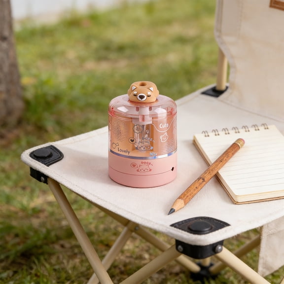Linnome Pencil Sharpener Compact Manual with Transparent Shavings Box Lightweight Durable Plastic for Home Office Desk 2.95x4.33 Inch Pink