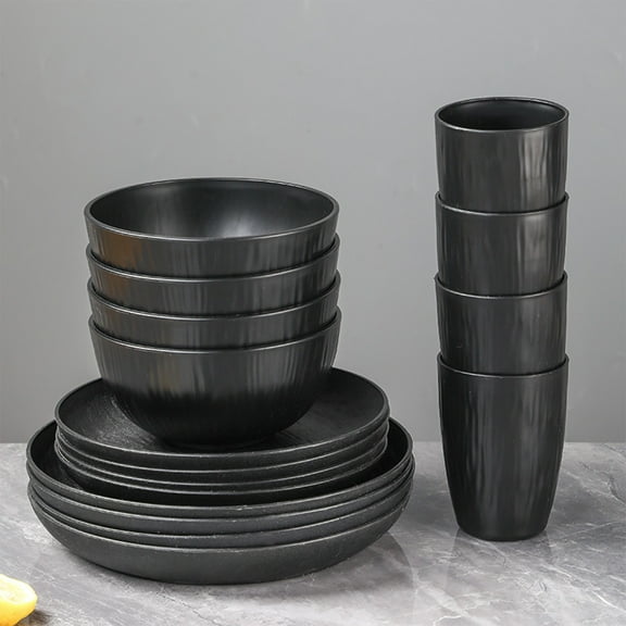 Linnome Plastic Dinnerware Set Shatterproof Microwave Safe Plates Bowls Cups For Home Kitchen Dining And Daily Use