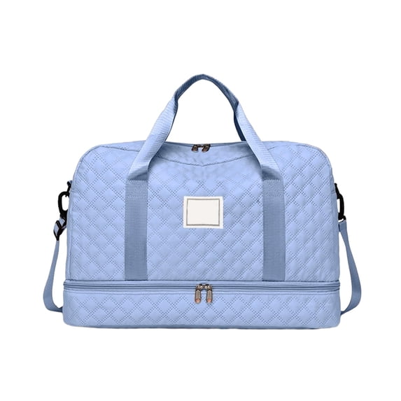Linnome Quilted Travel Duffle Bag Detachable Crossbody Weekender Tote with Separate Shoe Compartment Large Capacity Water Resistant Carry On Bag for Overnight Gym Trip Vacation