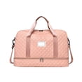 thumbnail image 1 of Linnome Quilted Travel Duffle Bag Detachable Crossbody Weekender Tote with Separate Shoe Compartment Large Capacity Water Resistant Carry On Bag for Overnight Gym Trip Vacation, 1 of 6