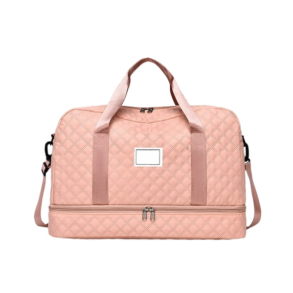 Linnome Quilted Travel Duffle Bag Detachable Crossbody Weekender Tote with Separate Shoe Compartment Large Capacity Water Resistant Carry On Bag for Overnight Gym Trip Vacation