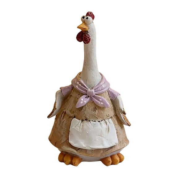 Linnome Resin Chicken Figurine Set Farmhouse Hen Statue Rustic Desktop Ornament for Home Kitchen Decor