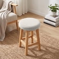 thumbnail image 1 of Linnome Round Bar Stool Seat Cover, Elastic Textured Linen Fabric Slipcover, Detachable Washable Protector for Swivel Rolling Salon Vanity Stool Cushion, 1 of 6