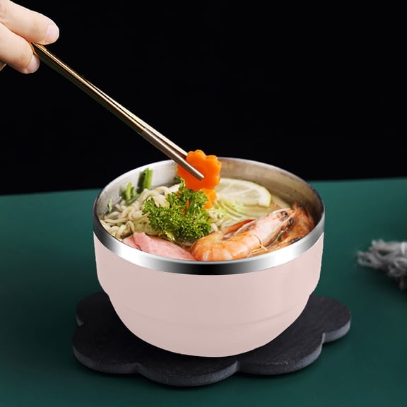 Linnome Small Double Layer Stainless Steel Insulated Bowl 12cm Portable Stackable Fruit Basin for Meals Snacks 4.7 Inch