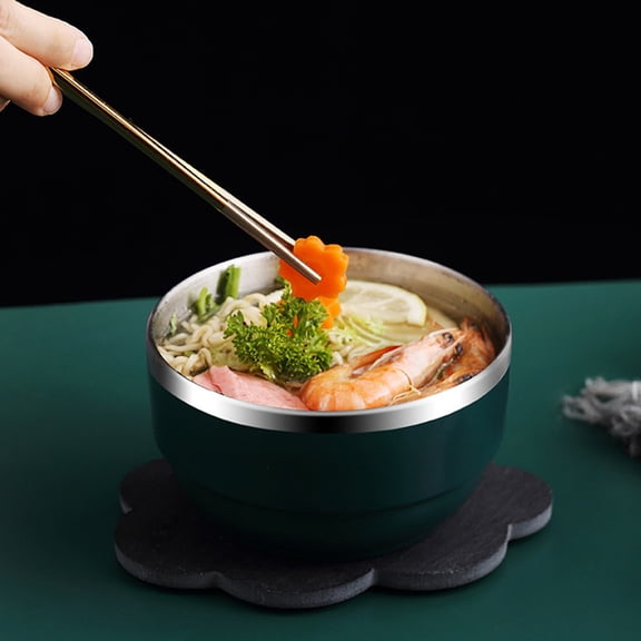 Linnome Small Double Layer Stainless Steel Insulated Bowl 12cm Portable Stackable Fruit Basin for Meals Snacks 4.7 Inch