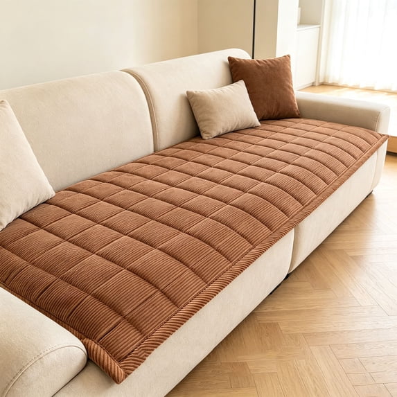Linnome Sofa Cushion Cover Corduroy Stretch Fabric Non Slip Universal Backrest Protector for Leather Fabric Sofa Daily Home Dust Decoration