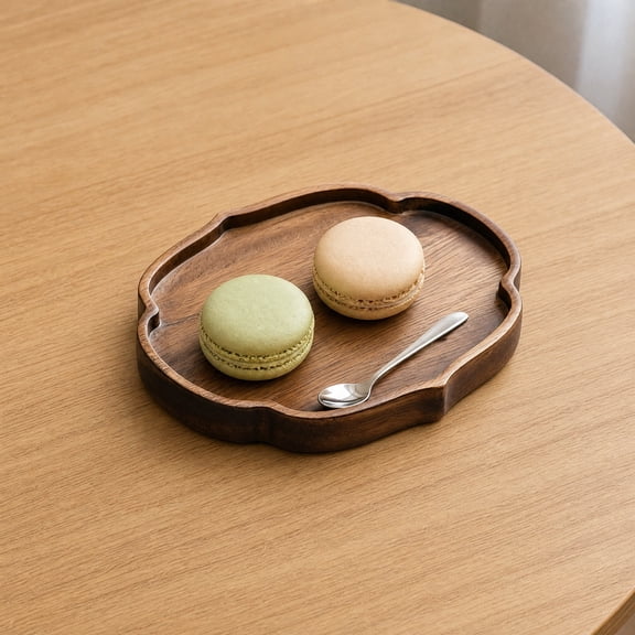 Linnome Solid Wood Serving Tray Brown Recessed Wooden Platter for Coffee Table Fruit Jewelry Aromatherapy Tea Room Desktop Storage