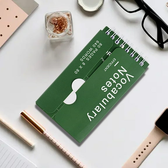 Linnome Spiral Bound Vocabulary Notebook Portable Index Word Notepad with Cover Divider for Language Learning Note Taking 80 Pages
