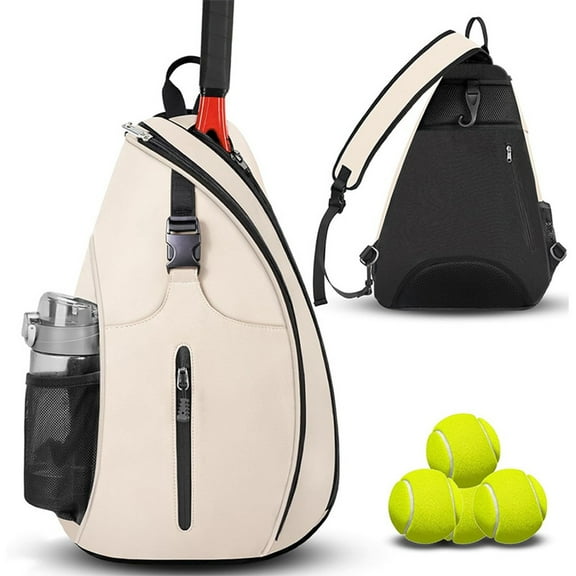 Linnome Tennis Bag, Tennis Sling Backpack Crossbody Water Resistant for Men Women, Compatible for Pickleball Badminton Rackets
