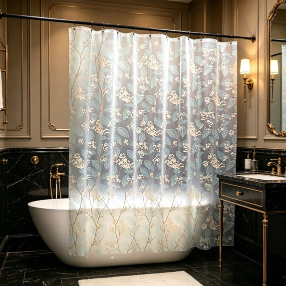 Linnome Thick EVA Transparent Shower Curtain Waterproof Bathroom Partition Screen Lightweight Balcony Sun Shade Water Blocking Hanging Curtain Mold Resistant