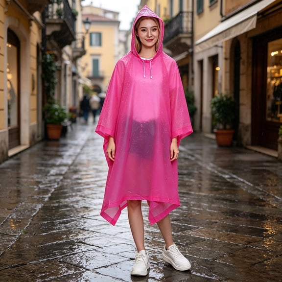 Linnome Thickened Reusable Stormproof Raincoat Loose Full Coverage Waterproof Rain Jacket Portable Foldable Gear for Adult Hiking Camping Mountaineering Travel