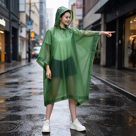 Linnome Thickened Reusable Stormproof Raincoat Loose Full Coverage Waterproof Rain Jacket Portable Foldable Gear for Adult Hiking Camping Mountaineering Travel