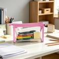 thumbnail image 1 of Linnome Transparent PVC Stationery Bag Waterproof Large Capacity Pencil Pouch - Clear Triangular Teens Pen Bag with Zipper & Loop - Exam Office Travel Makeup Organizer Case, 1 of 6