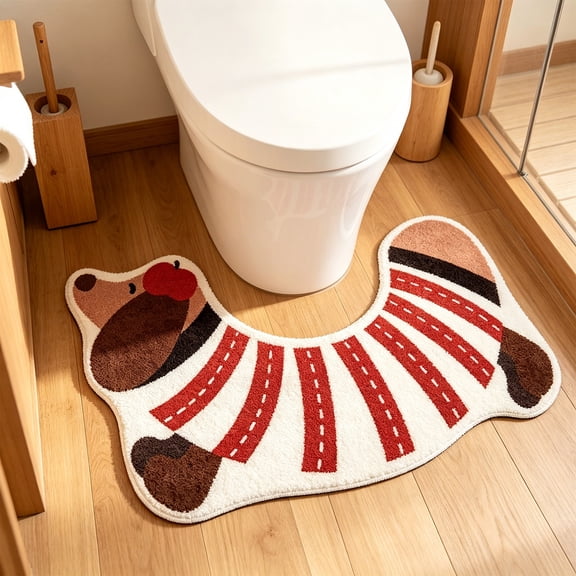Linnome U Shape Bathroom Rug Set Non Slip Absorbent Quick Dry Diatomite Bath Mat for Toilet Floor 15.16x25.59in Multicolor#02