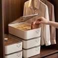 thumbnail image 1 of Linnome Underwear Storage Box 3 Partition Compartment Clear Lid Plastic Sock Bra Panties Drawer Organizer Wardrobe Closet Intimates Sorting Container, 1 of 6